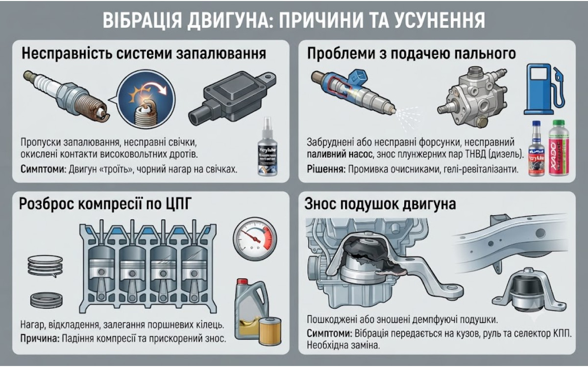 Вібрація під час роботи двигуна
