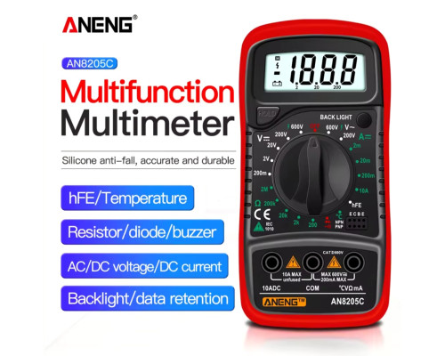 Цифровий мультиметр AC/DC Амперметр Вольт Ом ANENG AN8205C