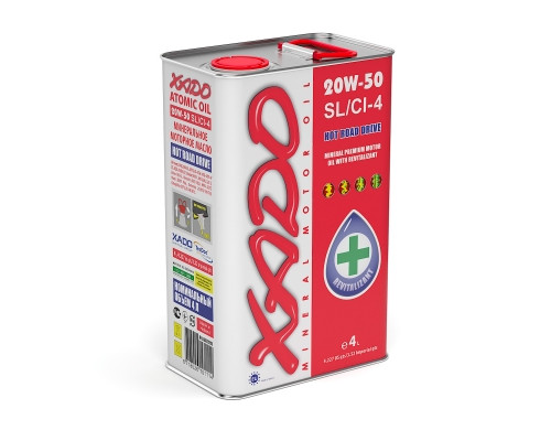 Мінеральна олива XADO Atomic Oil 20W-50 SL/CI-4 жерстяна банка 4 л