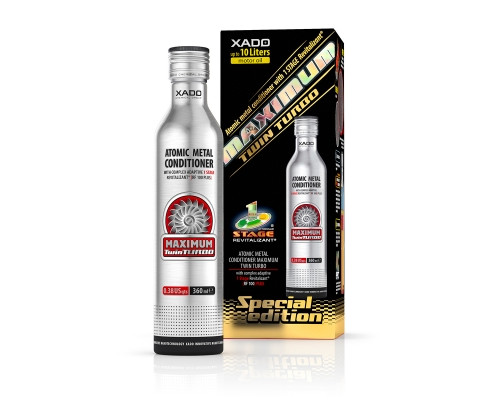Атомарний кондиціонер металу, для потужных двигунів 1 Stage Maximum Twin Turbo з ревіталізантом  Упаковка: флакон 360 мл