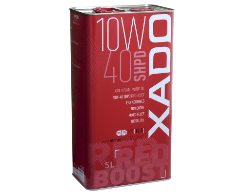 Напівсинтетична олива XADO Atomic Oil 10W-40 SHPD (SL/CI-4) RED BOOST  упаковка 5 л